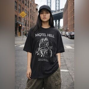 Motel Hell Black Graphic T-Shirt